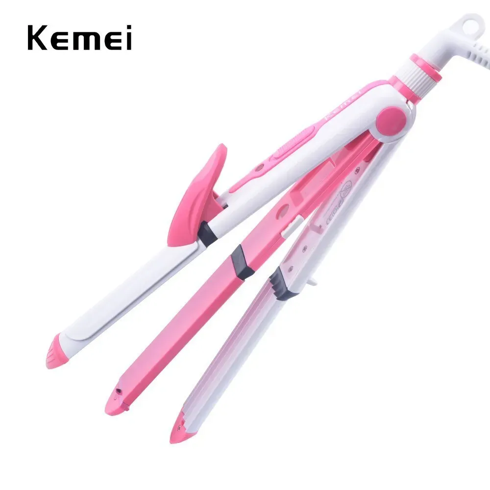 KEMEI KM-1291 Professional 3 in 1 Hair Straightener Cum Curler And Crimper Iron